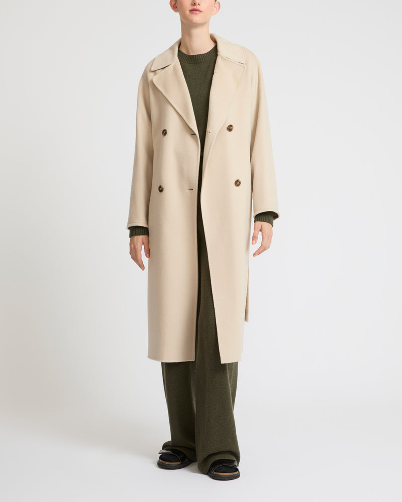 Long wool cashmere-blend trench coat