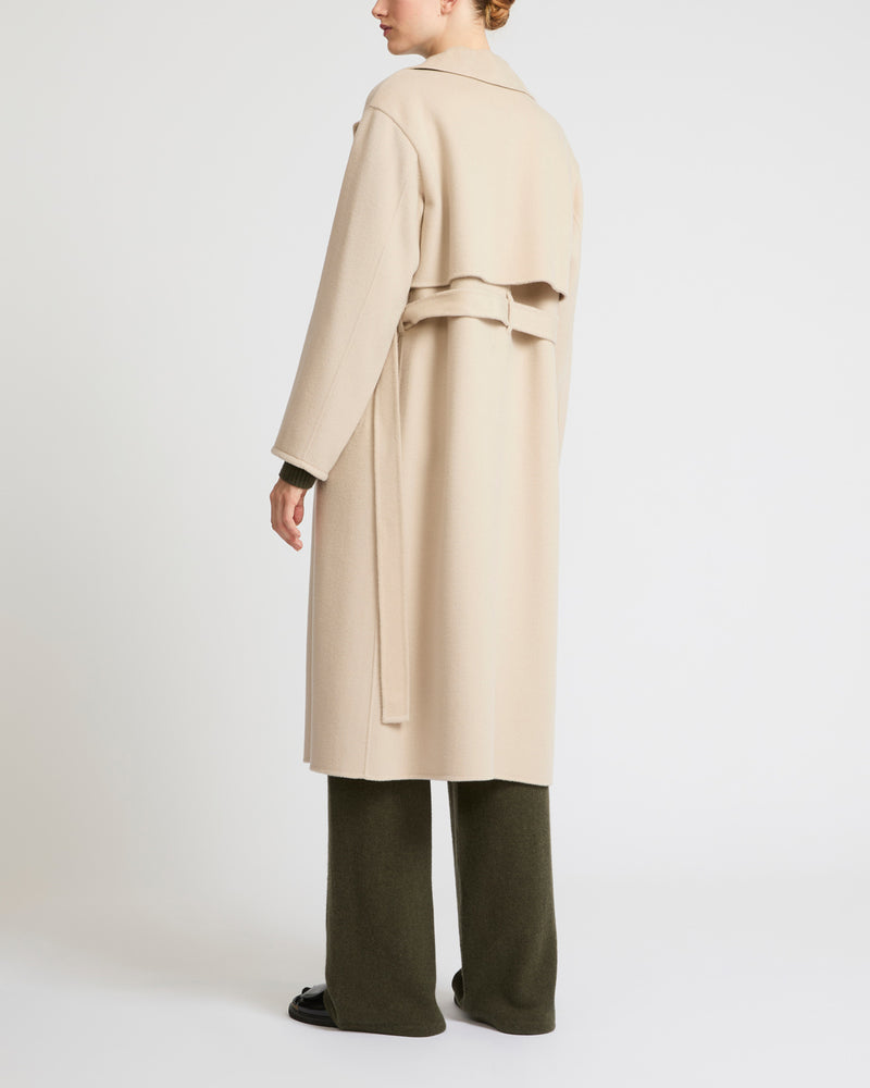 Long wool cashmere-blend trench coat