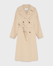 Long wool cashmere-blend trench coat