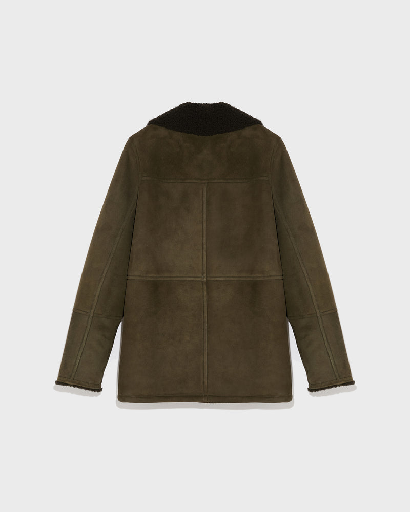 Suede merino pea coat - khaki - Yves Salomon