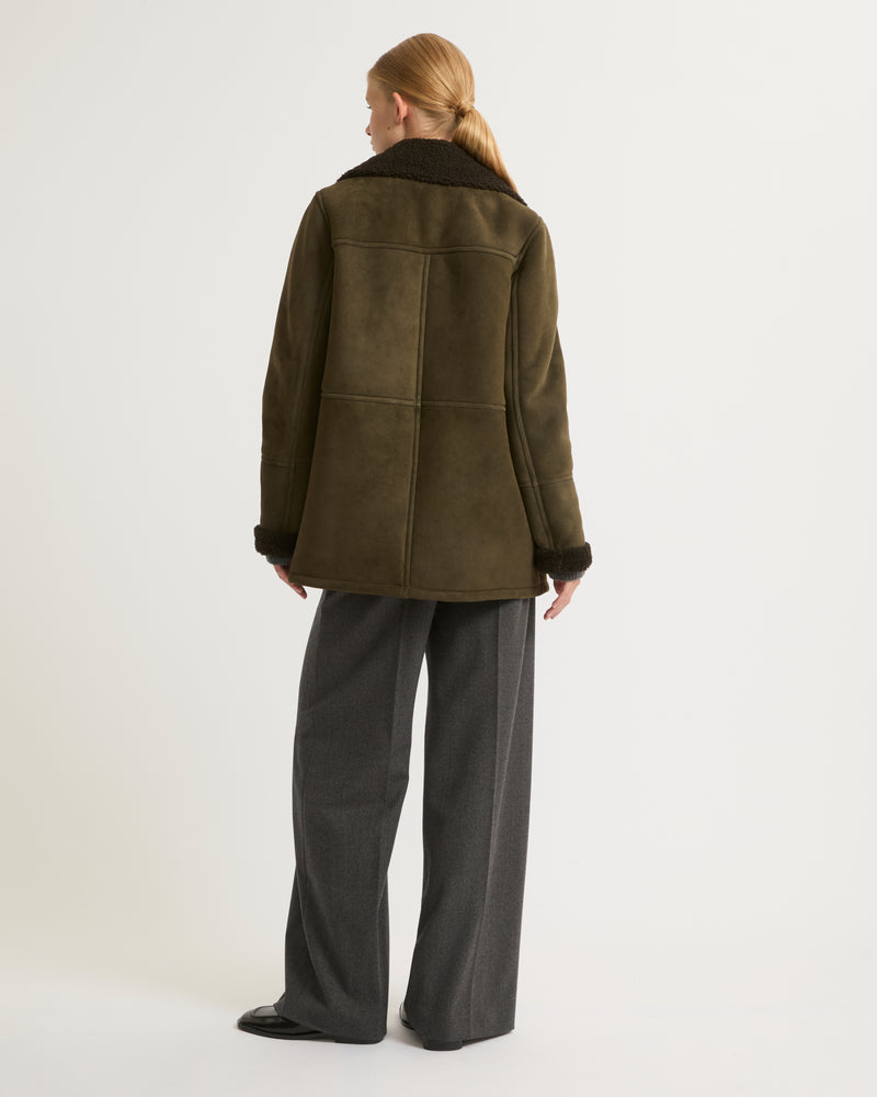 Suede merino pea coat - khaki - Yves Salomon