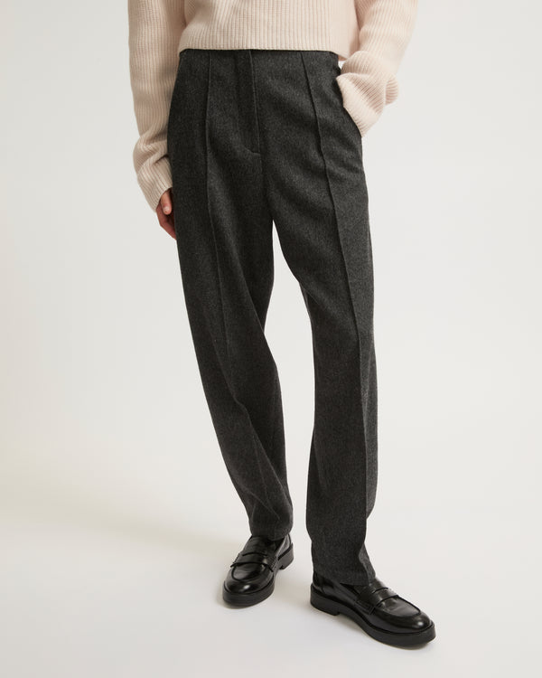 Flannel tailored trousers - grey - Yves Salomon