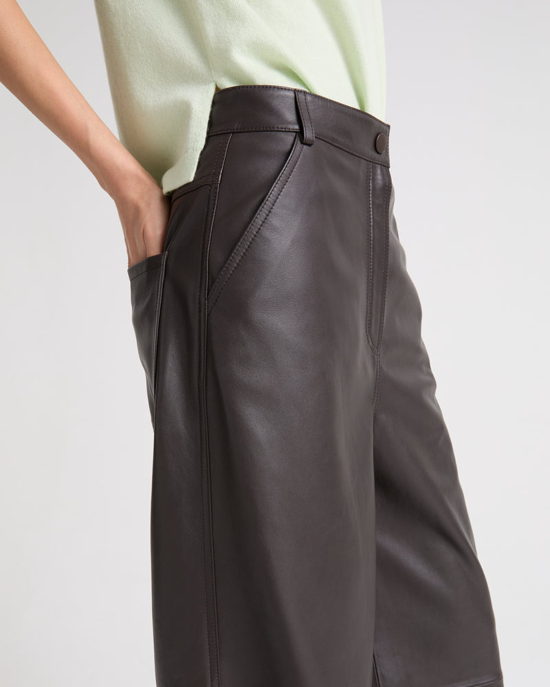 Straight trousers in lambskin leather