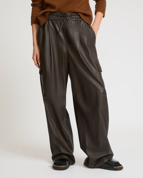 Wide-leg trousers in thin lambskin leather