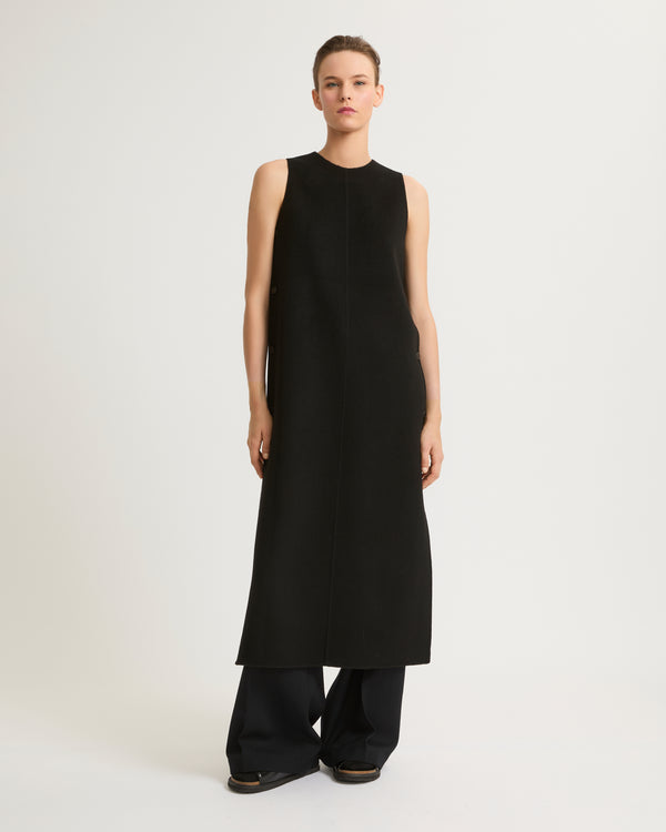 Long double-sided cashmere blend dress - black - Yves Salomon