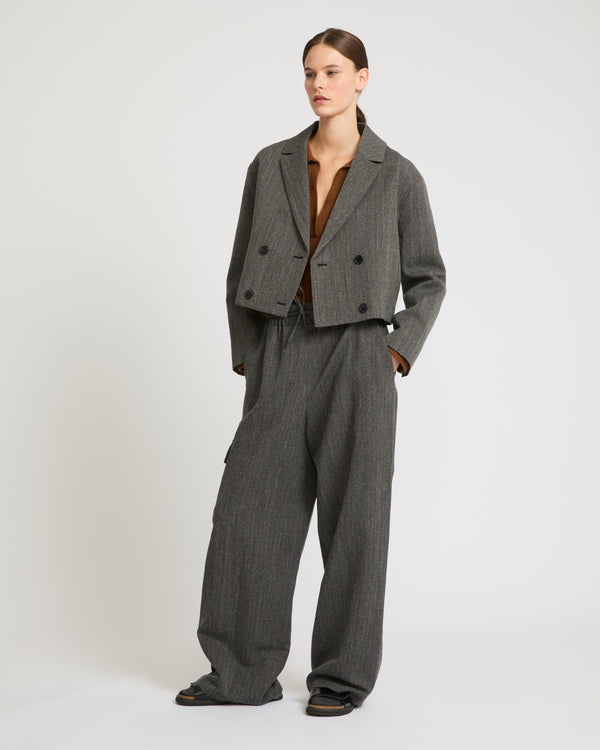 Flannel tailored jacket - grey - Yves Salomon