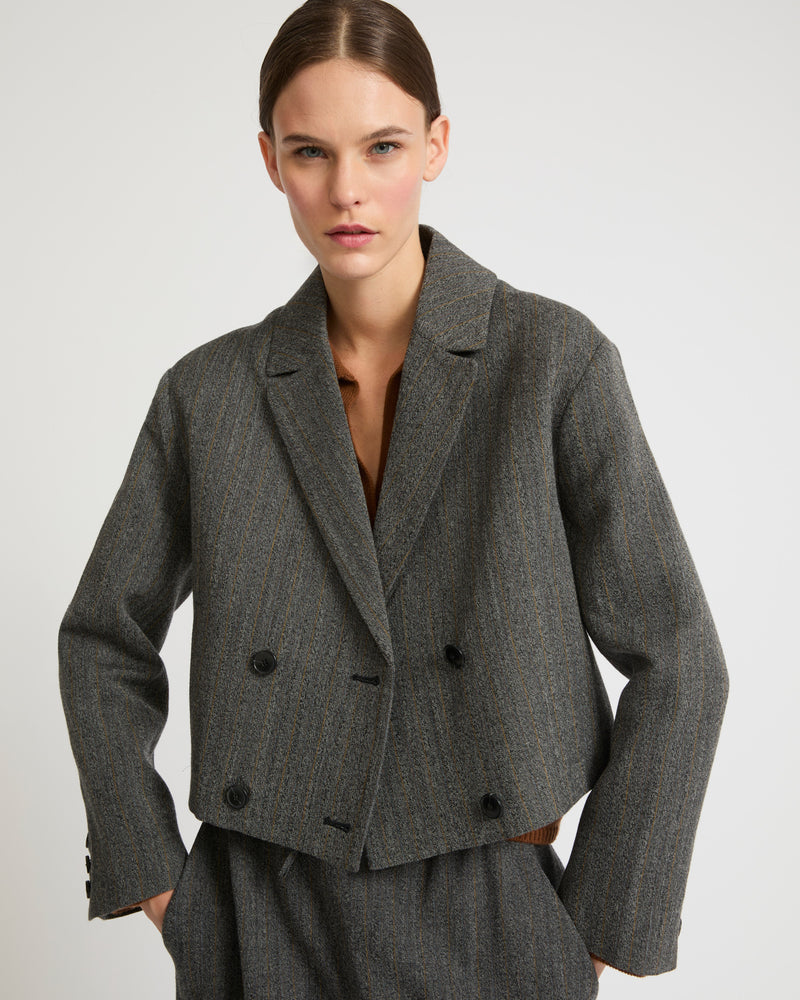 Flannel tailored jacket - grey - Yves Salomon