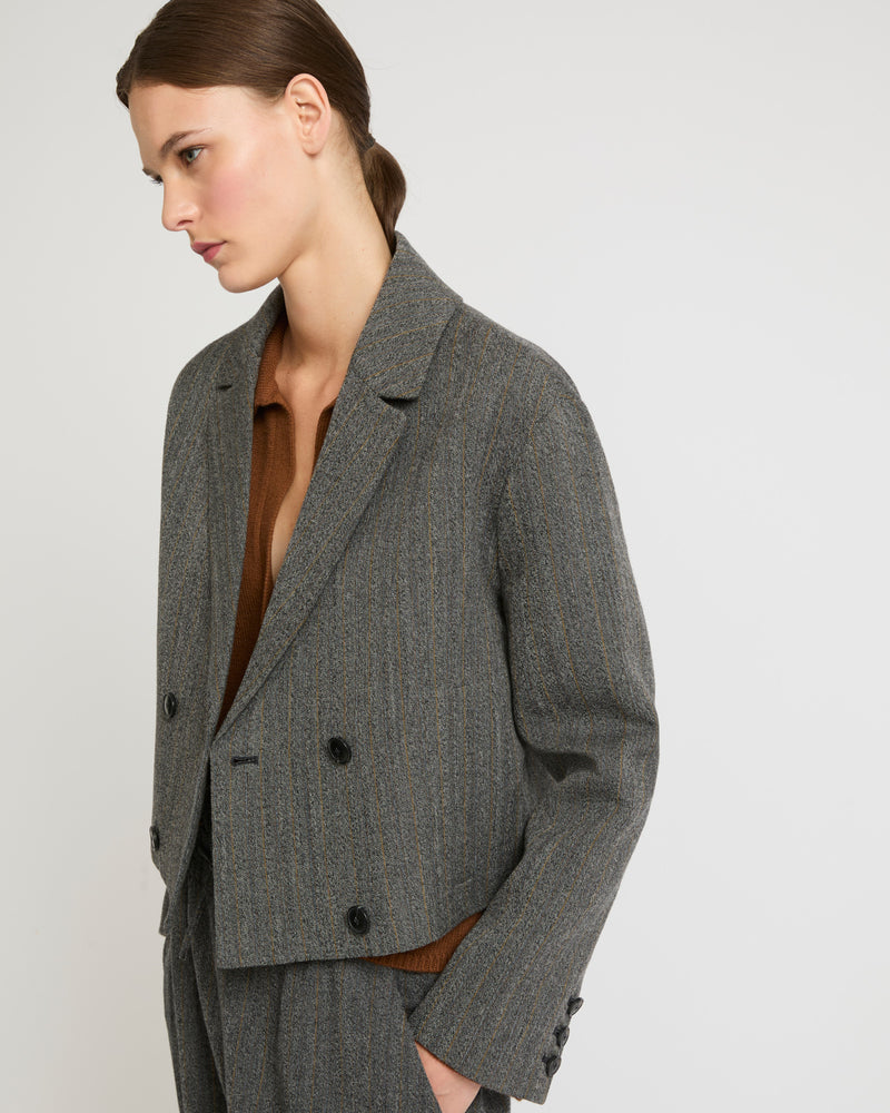 Flannel tailored jacket - grey - Yves Salomon