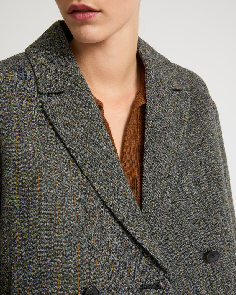 Flannel tailored jacket - grey - Yves Salomon