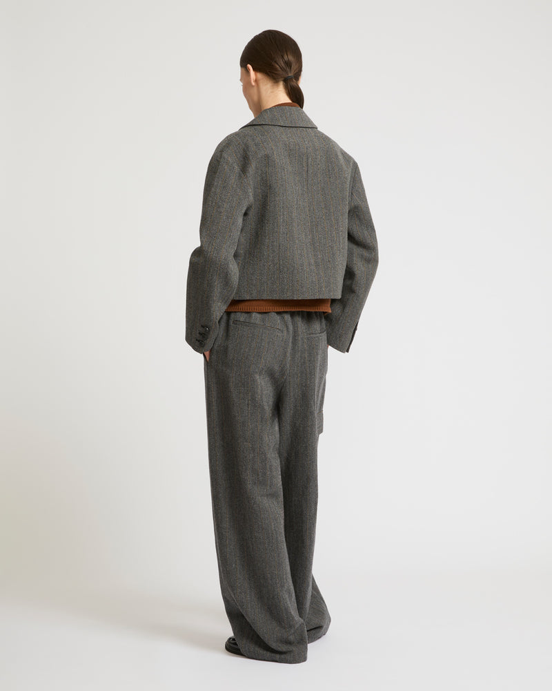 Flannel tailored jacket - grey - Yves Salomon