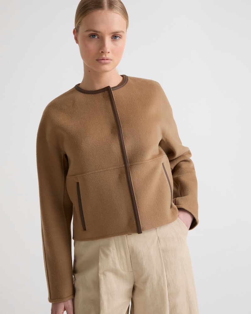 Short cashmere-mix wool jacket