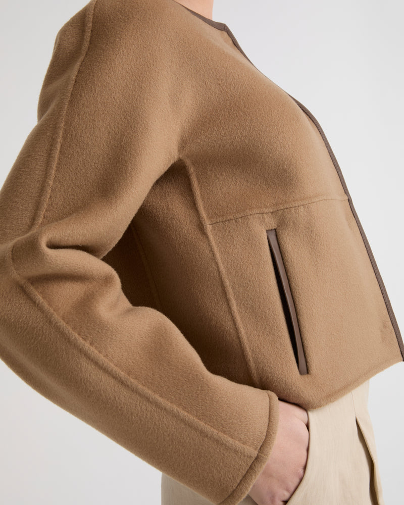 Short cashmere-mix wool jacket