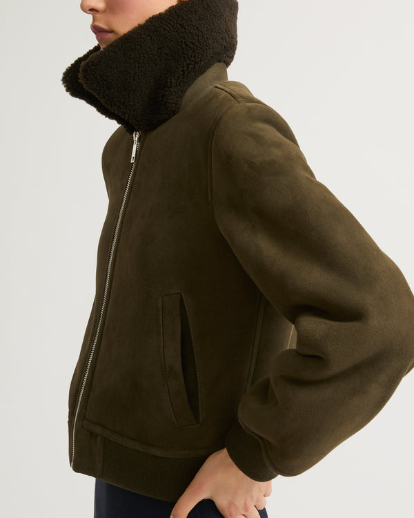 Suede merino bomber jacket-Yves Salomon-Winter sale & boxing day