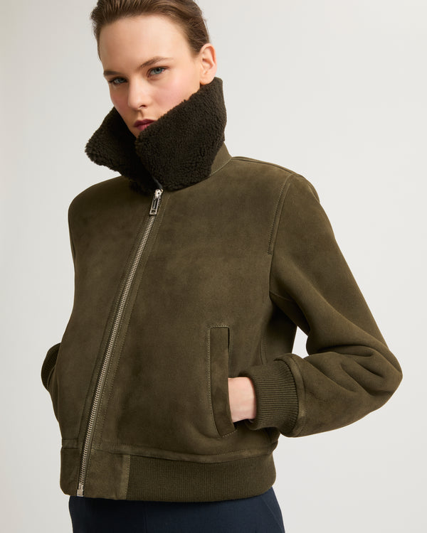 Suede merino bomber jacket-Yves Salomon-Winter sale & boxing day