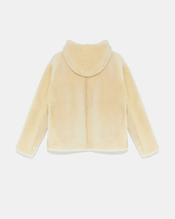 Hooded shearling jacket - white - Yves Salomon