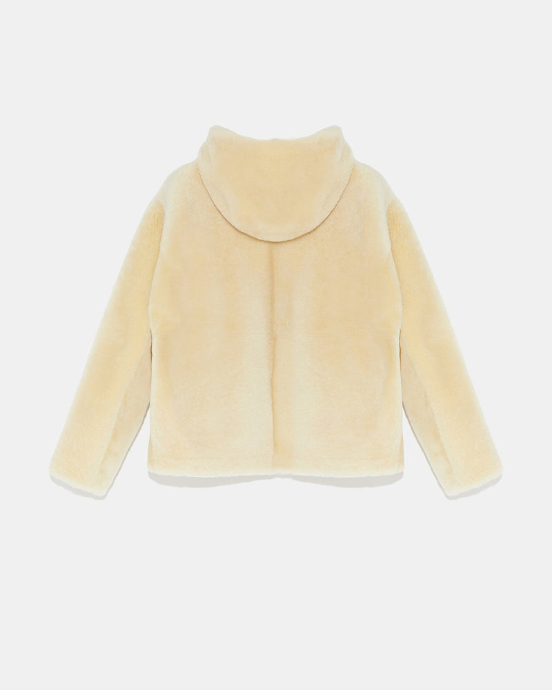 Hooded shearling jacket - white - Yves Salomon