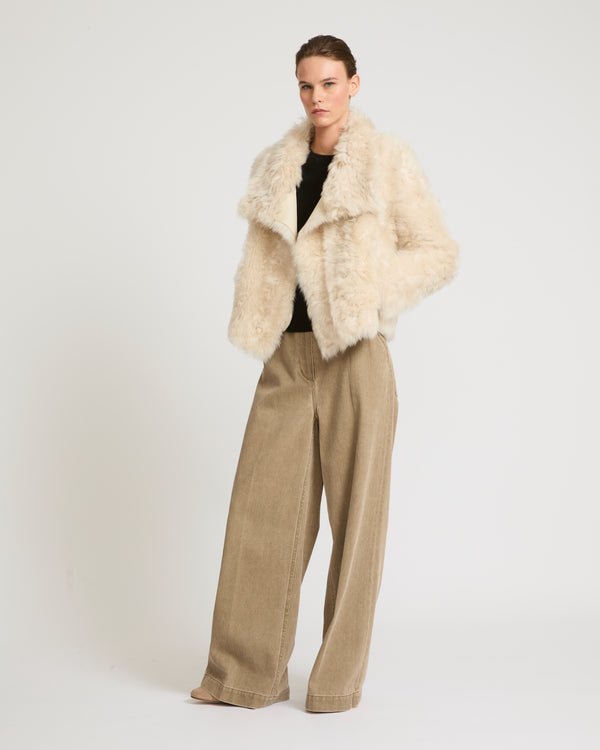 Short jacket in Toscana lambskin - white - Yves Salomon