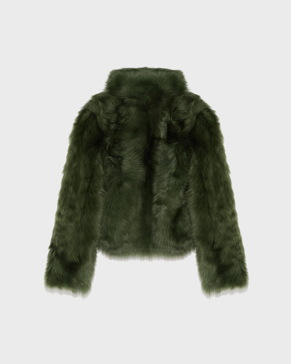 Short jacket in Toscana lambskin - green - Yves Salomon