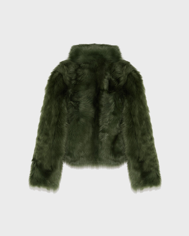 Short jacket in Toscana lambskin - green - Yves Salomon