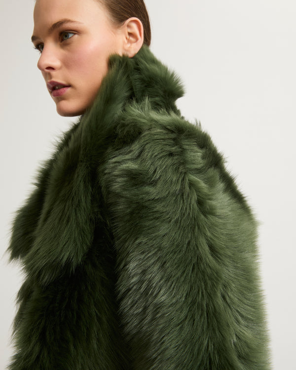 Short jacket in Toscana lambskin - green - Yves Salomon