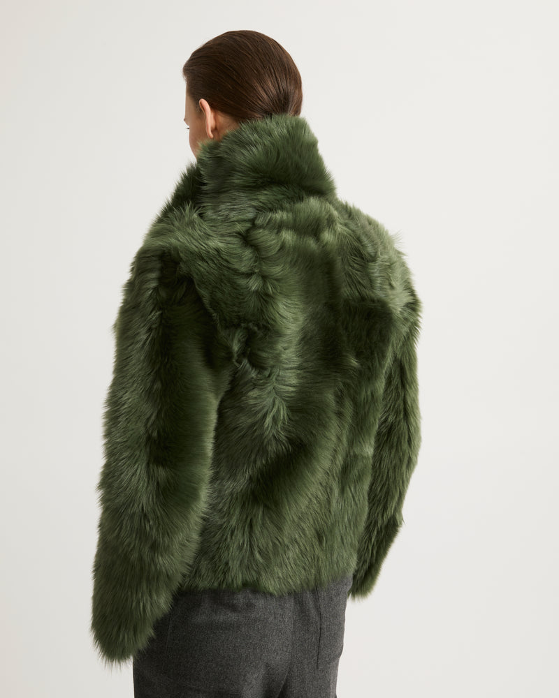 Short jacket in Toscana lambskin - green - Yves Salomon