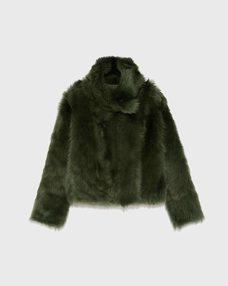 Short jacket in Toscana lambskin - green - Yves Salomon