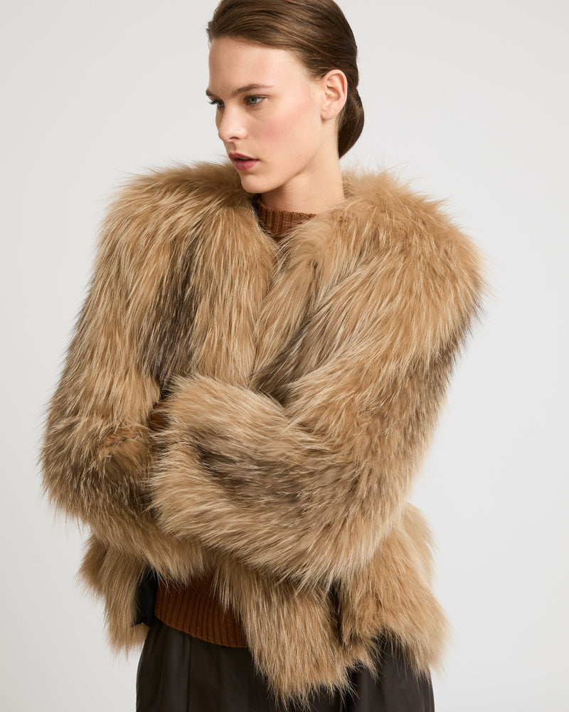 Knitted fox fur jacket - brown - Yves Salomon