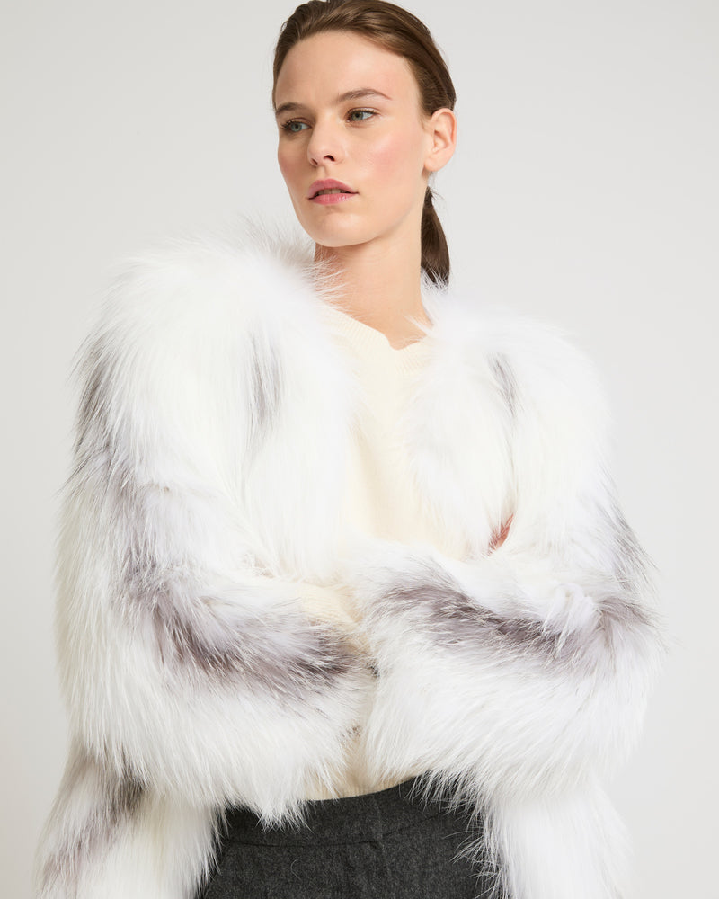 Knitted fox fur jacket - white - Yves Salomon