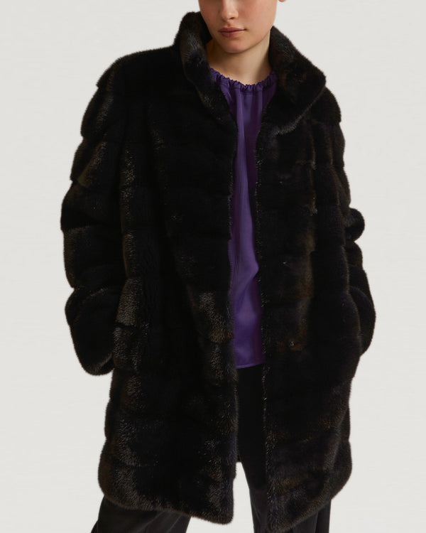 Long mink coat with collar-Yves Salomon-Winter sale & boxing day