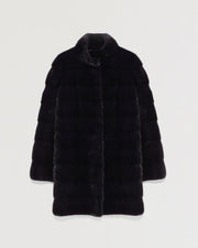 Long mink jacket with collar