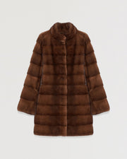 Long mink jacket with collar