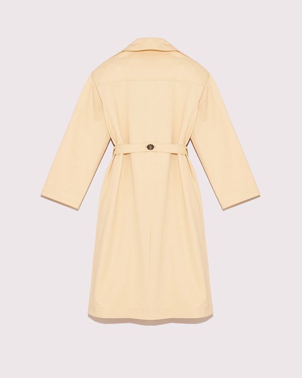 oversized long cotton trench coat - yellow