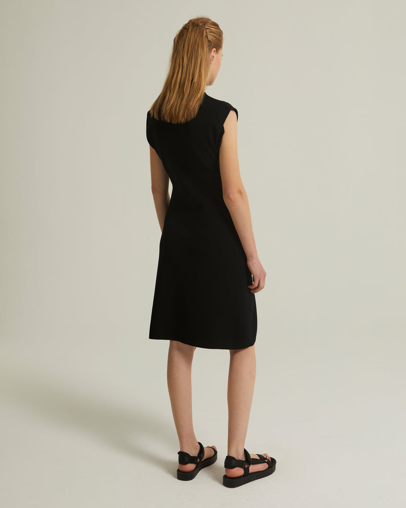 Sleeveless stretch knit mini dress - black