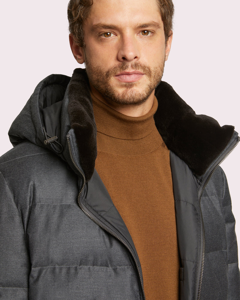 Short down jacket with dehaired mink fur inside collar-Yves Salomon-Winter sale & boxing day