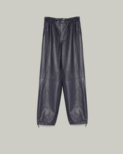 Leather joggers - navy
