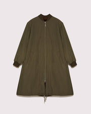 Long bomber parka style jacket in mink fur and reversible technical fabric