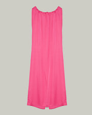 Long dress with adjustable satin neckline - pink