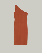 Asymmetric stretch-knit midi dress - brown