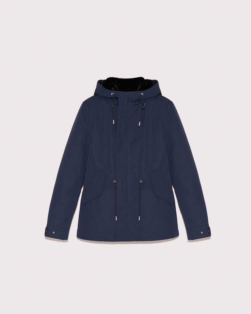 Zipped parka in gabardine and mink-Yves Salomon-Winter sale & boxing day